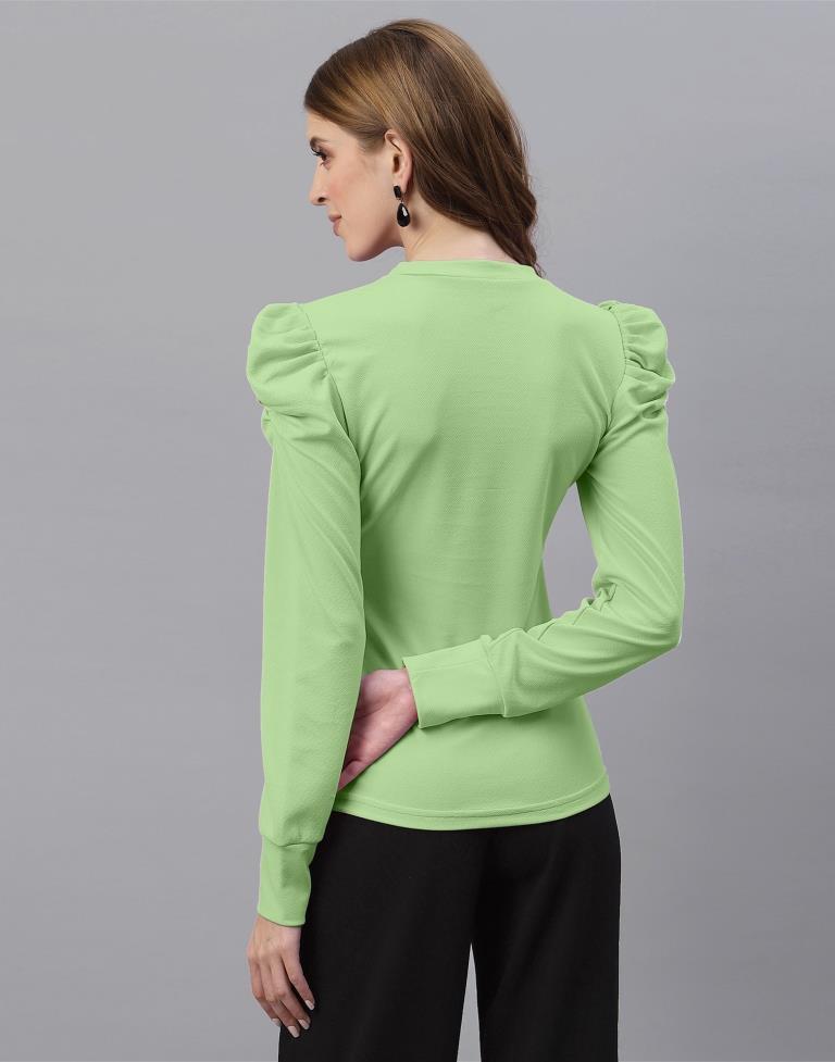 Mint Green Puff Sleeve Top | Sudathi