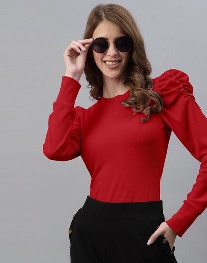 Red Puff Sleeve Top | Sudathi