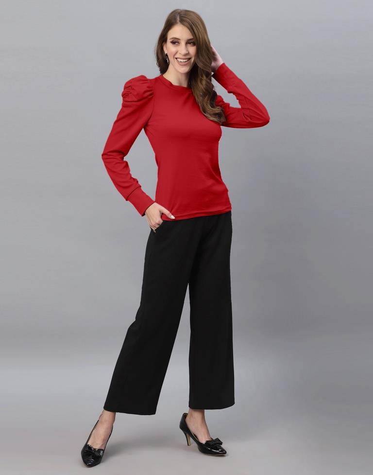 Red Puff Sleeve Top | Sudathi