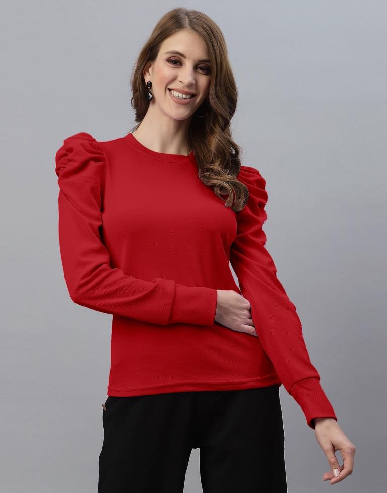 Red Puff Sleeve Top | Sudathi