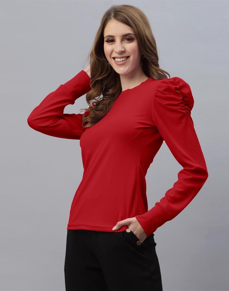 Red Puff Sleeve Top | Sudathi