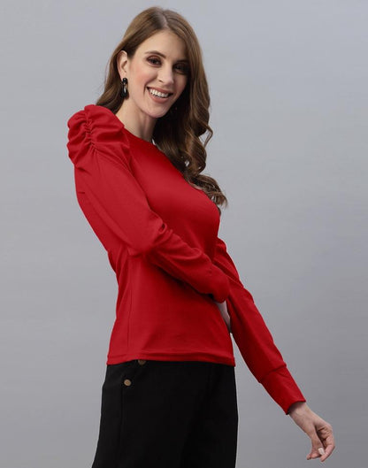 Red Puff Sleeve Top | Sudathi