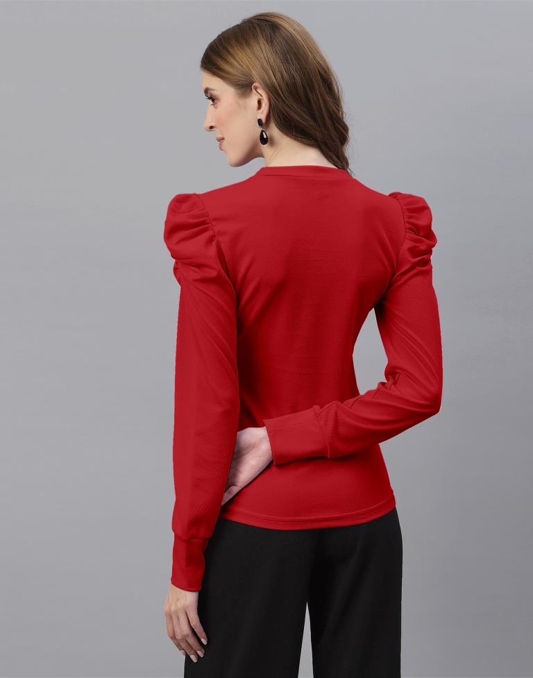 Red Puff Sleeve Top | Sudathi