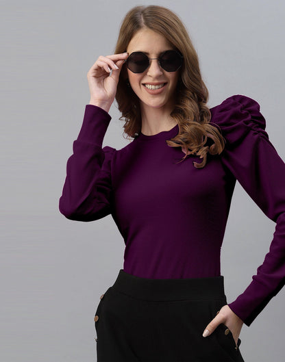 Wine Puff Sleeve Top | Sudathi