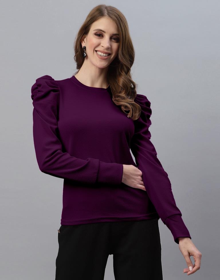 Wine Puff Sleeve Top | Sudathi