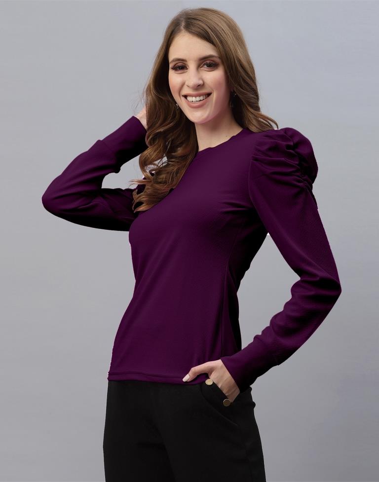 Wine Puff Sleeve Top | Sudathi