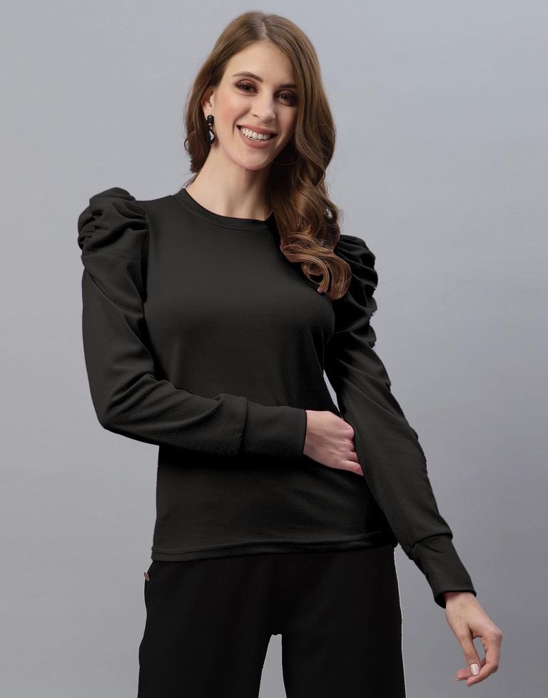 Black Puff Sleeve Top | Sudathi