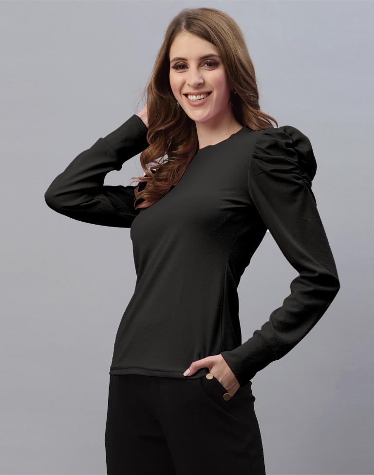 Black Puff Sleeve Top | Sudathi