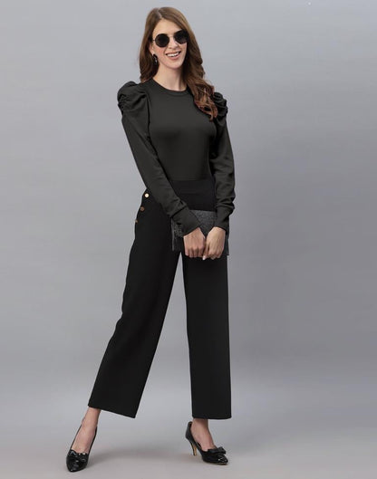 Black Puff Sleeve Top | Sudathi