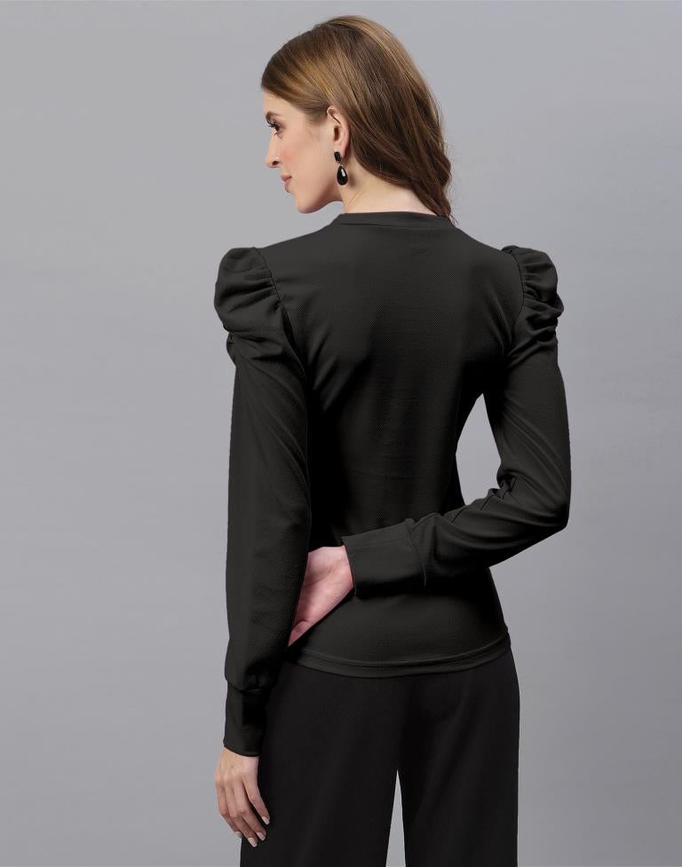 Black Puff Sleeve Top | Sudathi