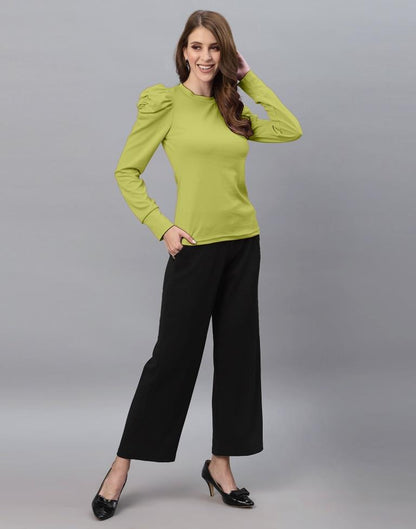 Apple Green Puff Sleeve Top | Sudathi