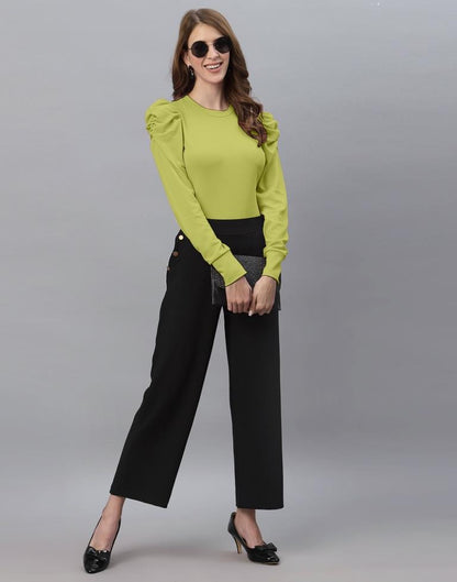 Apple Green Puff Sleeve Top | Sudathi