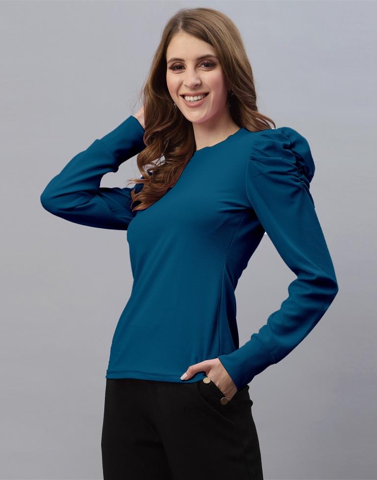 Teal Puff Sleeve Top | Sudathi