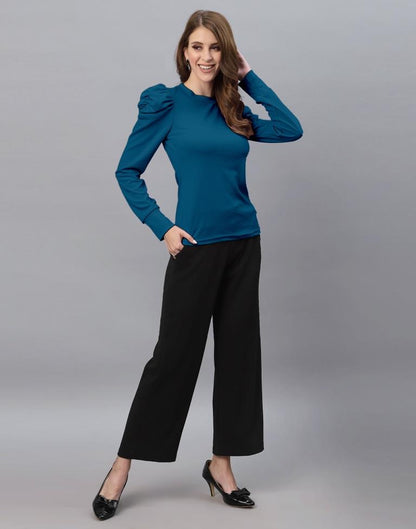 Teal Puff Sleeve Top | Sudathi