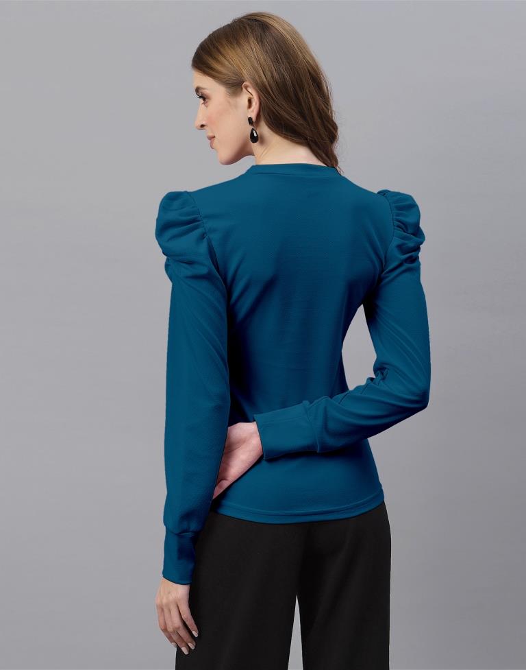 Teal Puff Sleeve Top | Sudathi