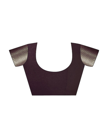 Brown Floral Banarasi Silk Saree