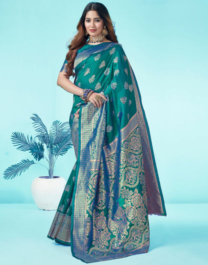 Rama Green Jacquard Silk Saree