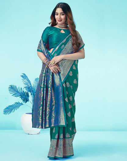 Rama Green Jacquard Silk Saree