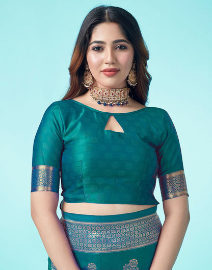 Rama Green Jacquard Silk Saree