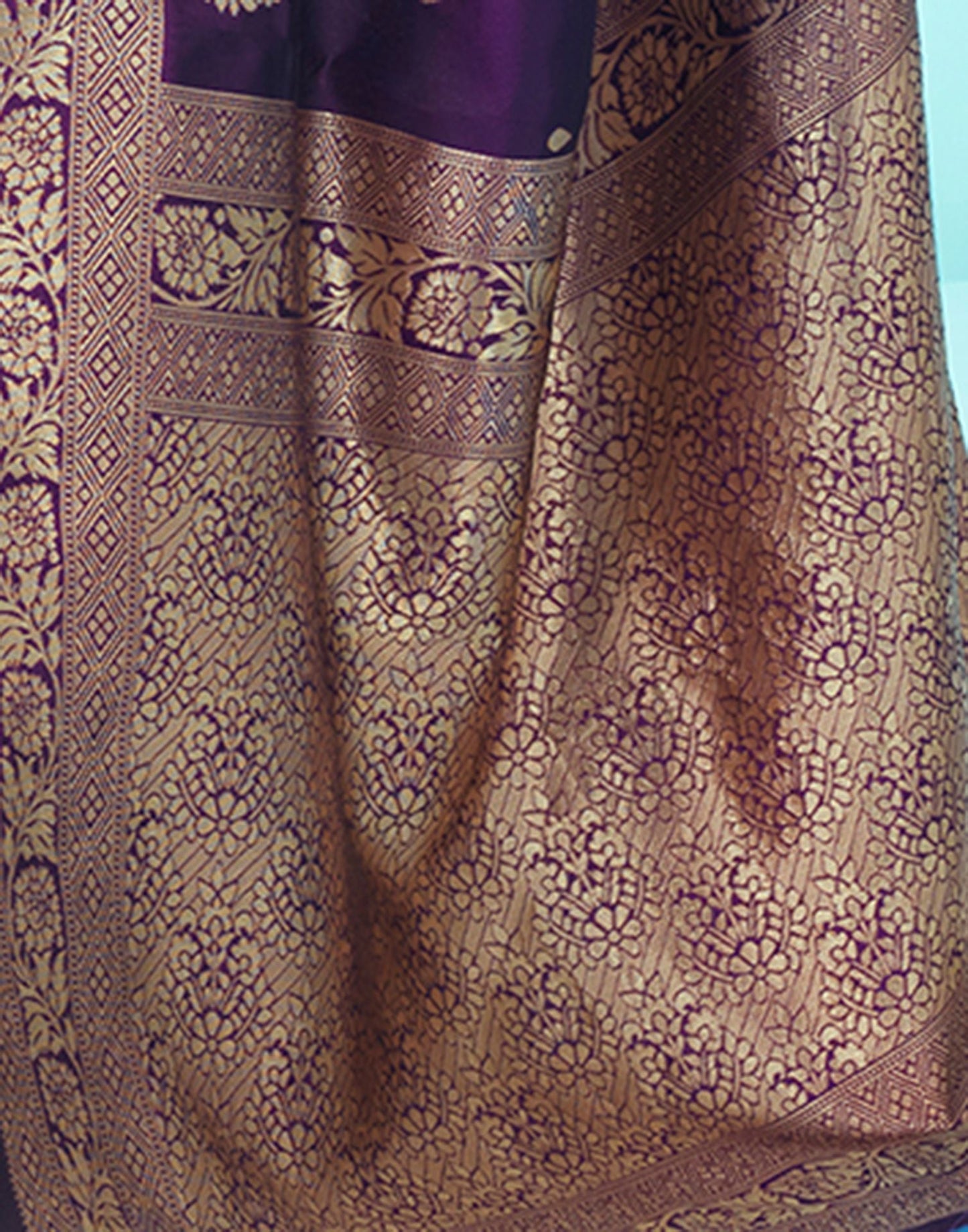 Dark Purple Jacquard Silk Saree