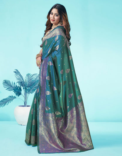 Rama Green Jacquard Silk Saree