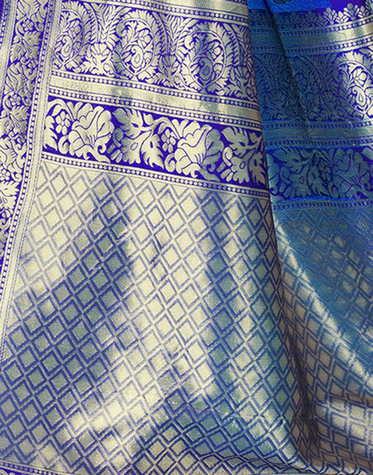 Royal Blue Jacquard Silk Saree