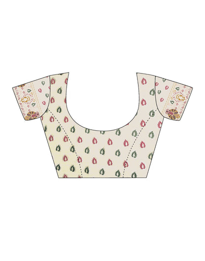 Light Cream Jacquard Cotton Saree