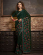Dark Green Plain Chiffon Saree