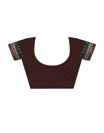 Mahendi Brown Plain Chiffon Saree