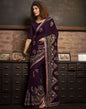 Wine Plain Chiffon Saree