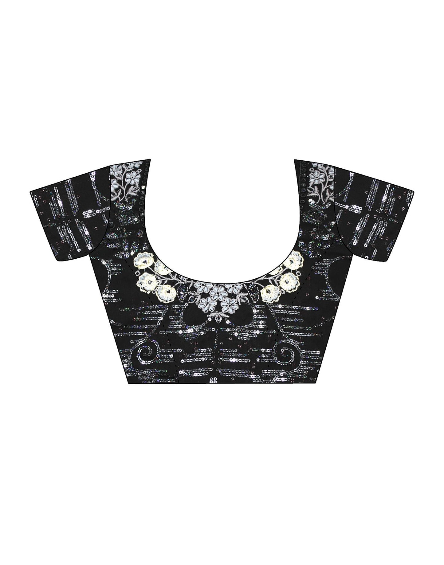 Black Plain Georgette Saree