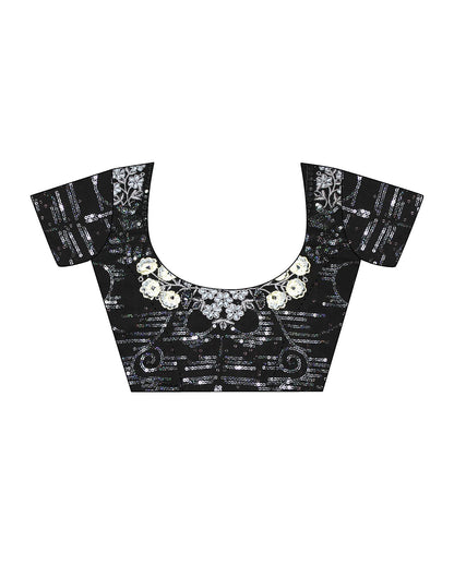 Black Plain Georgette Saree