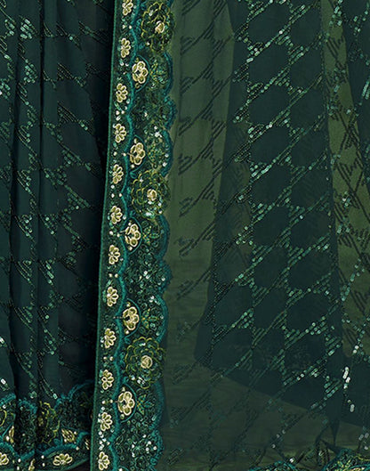 Dark Green Plain Georgette Saree