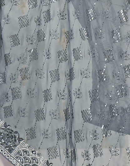 Grey Plain Georgette Saree