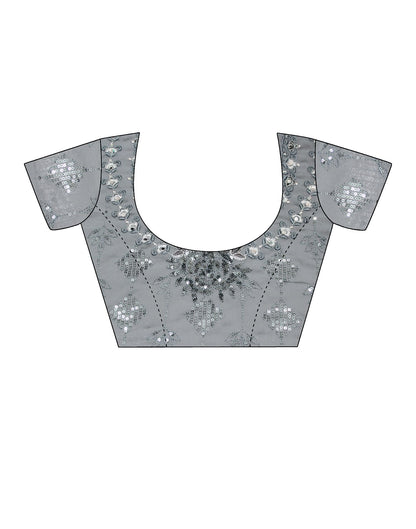 Grey Plain Georgette Saree