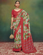 Light Grey &Multicoloured Printed Silk Saree