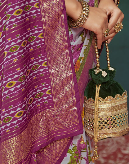 Light Pink Printed Silk Saree