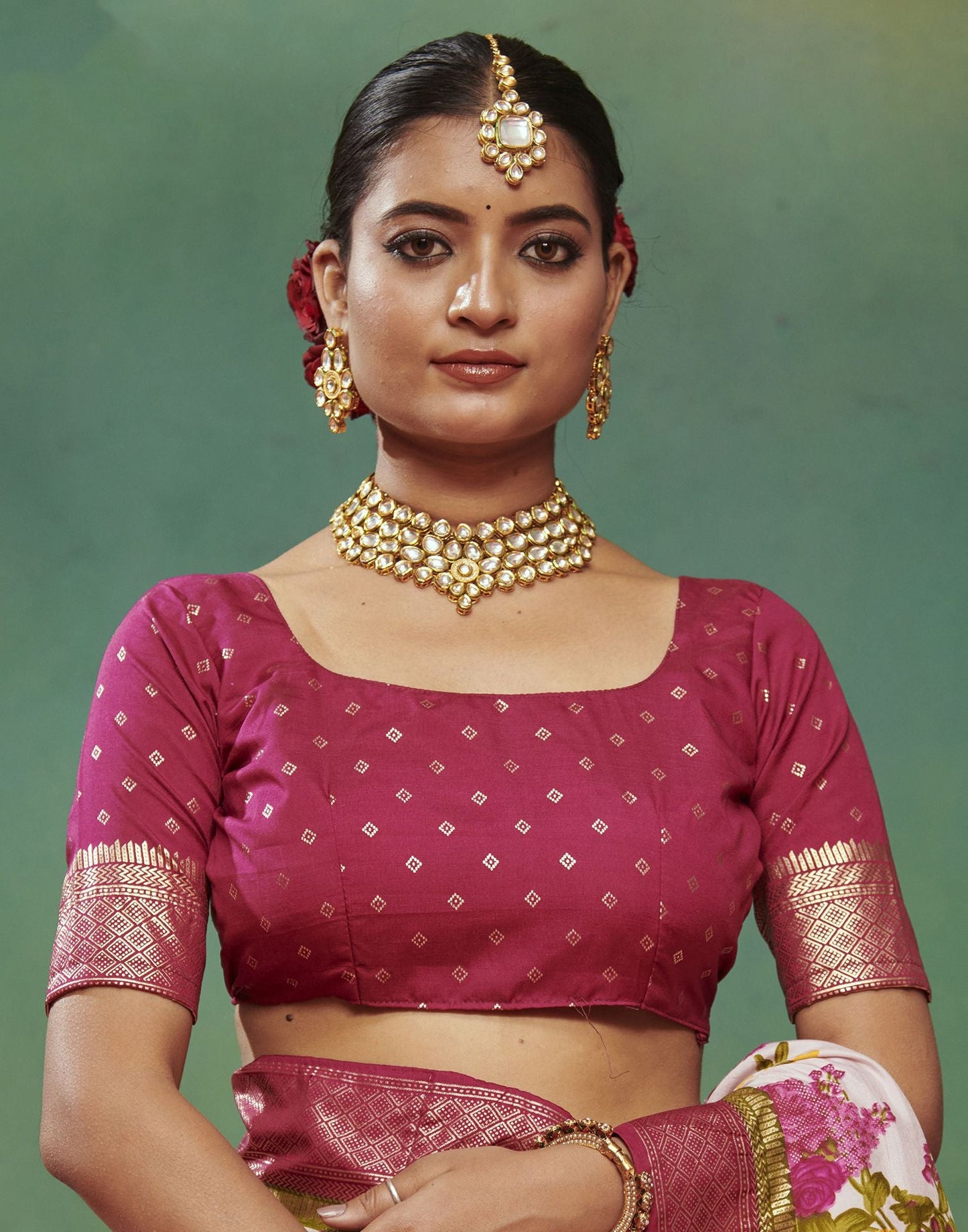 Light Pink Printed Silk Saree