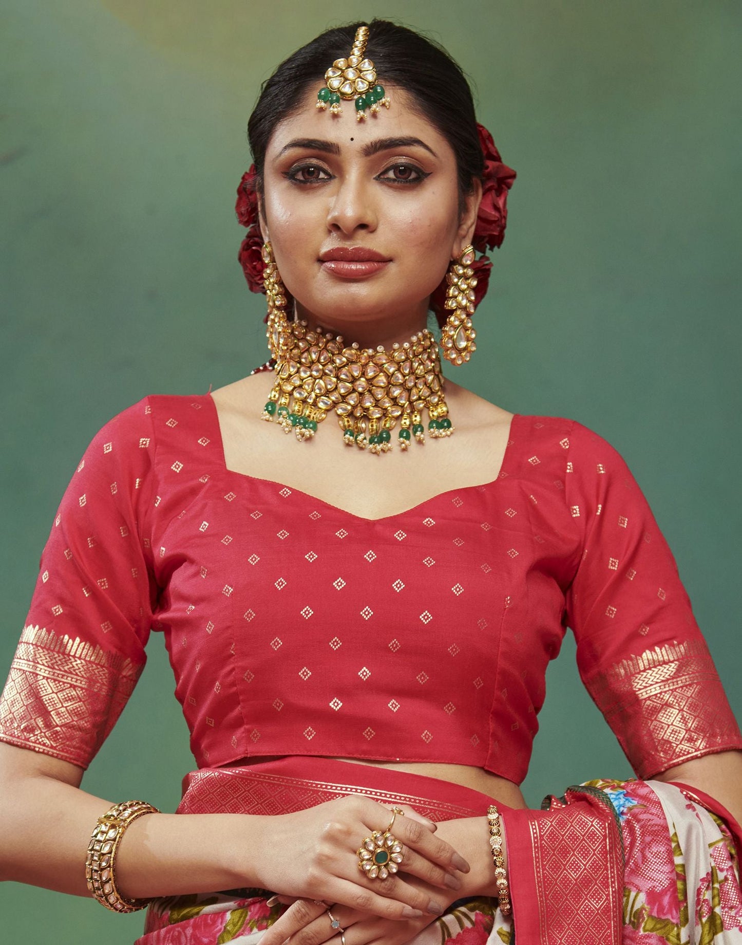 Light Grey & Multicoloured Printed Silk Saree