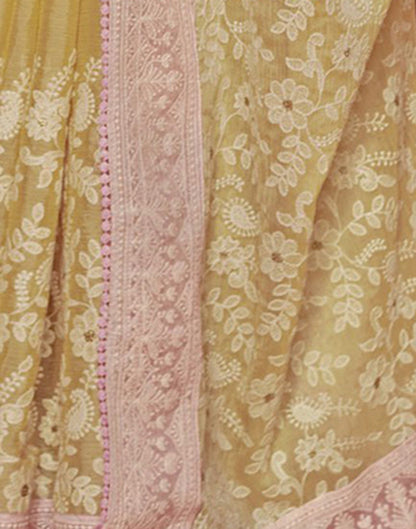Light Yellow Plain Chiffon Saree
