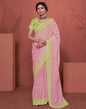 Light Pink Plain Chiffon Saree