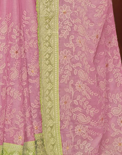 Light Pink Plain Chiffon Saree
