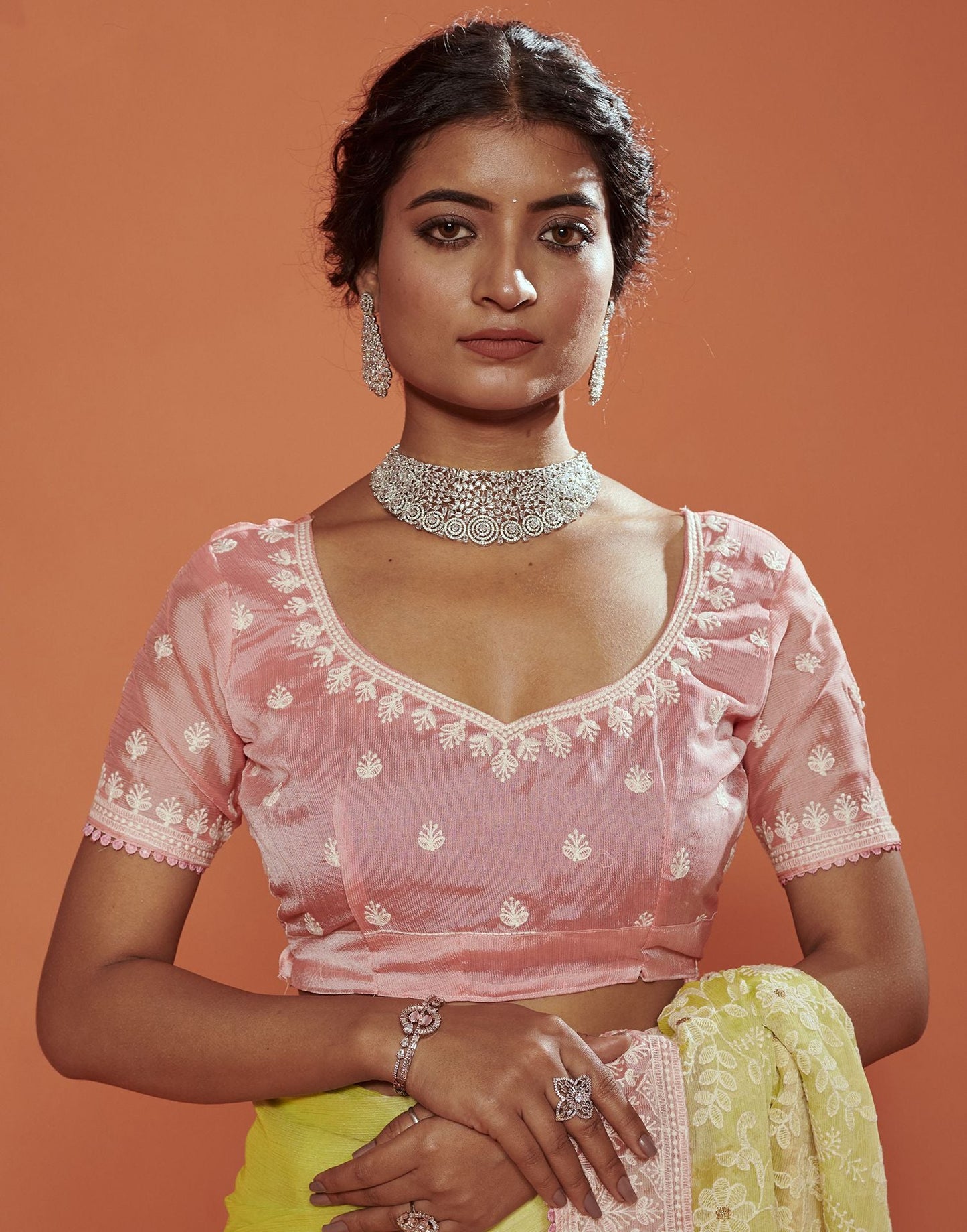 Light Green Plain Chiffon Saree