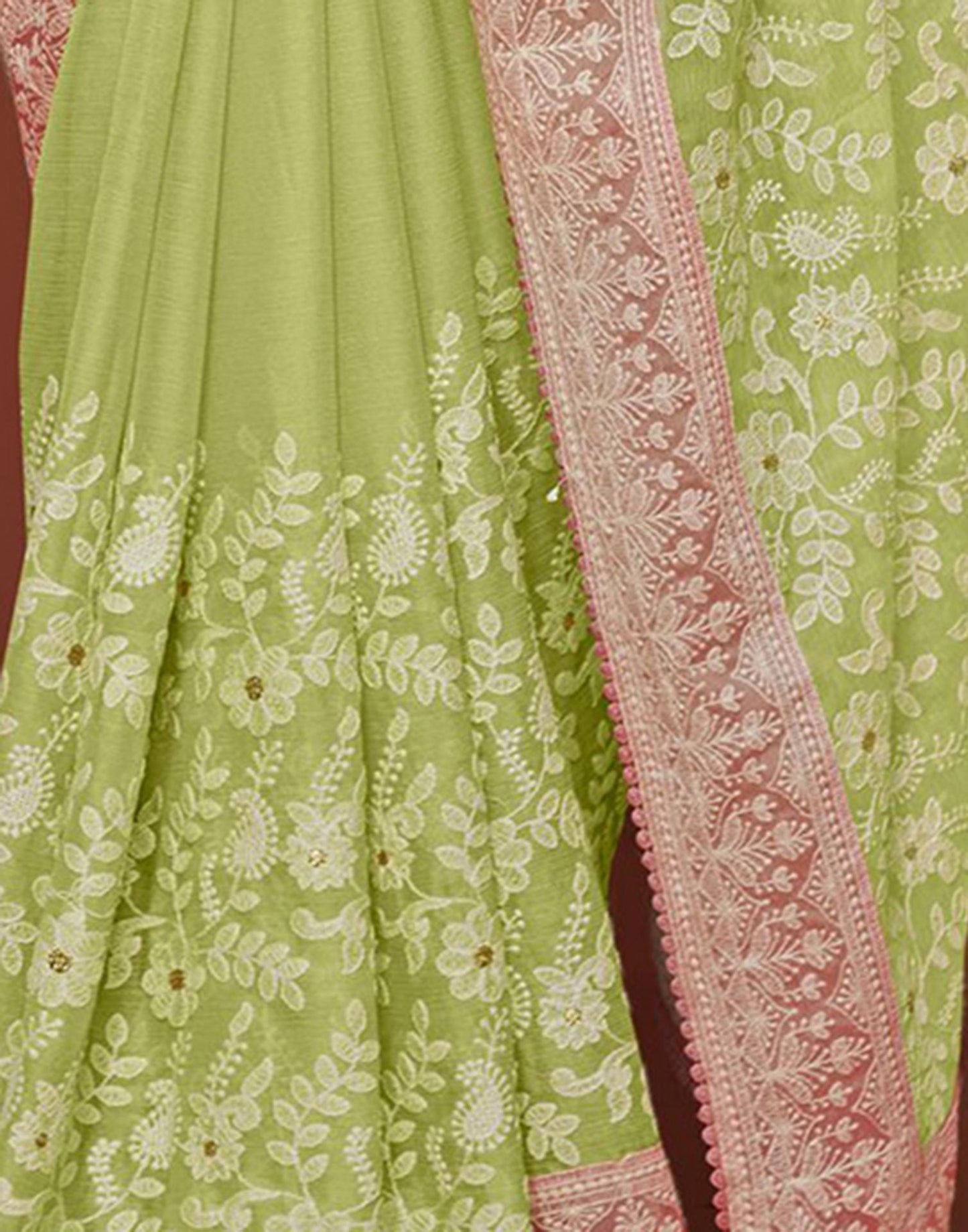 Light Green Plain Chiffon Saree