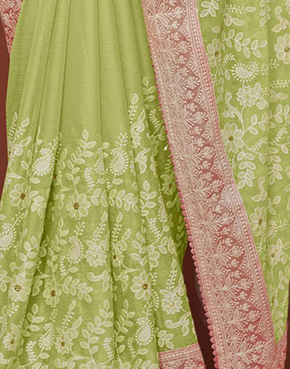 Light Green Plain Chiffon Saree