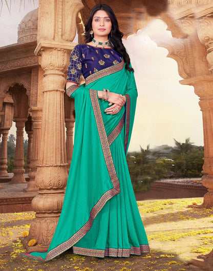 Rama Plain Silk Saree