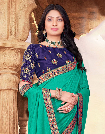 Rama Plain Silk Saree