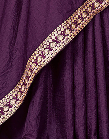 Wine Plain Silk Saree