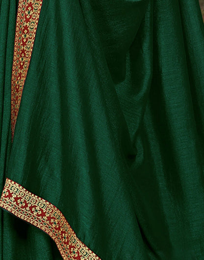 Dark Green Plain Silk Saree