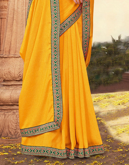 Yellow Plain Silk Saree